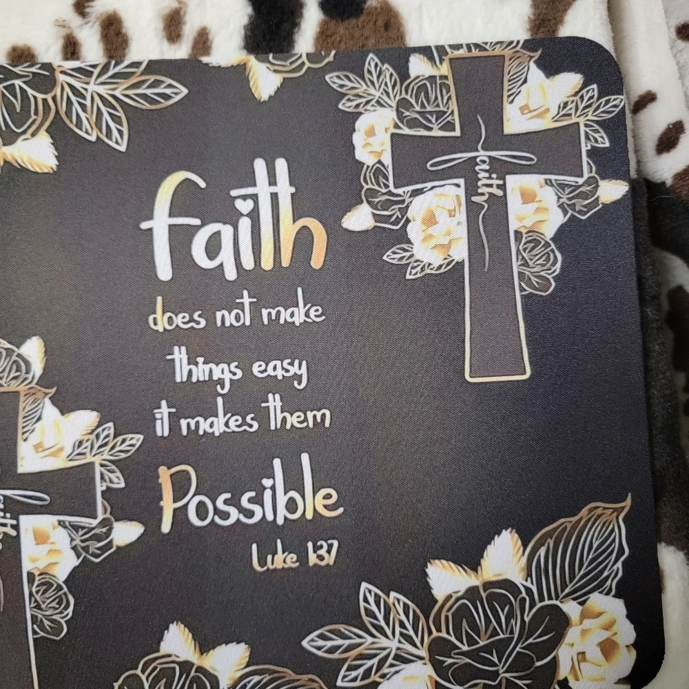 Faith Cross Floral Computer Mouse Pad